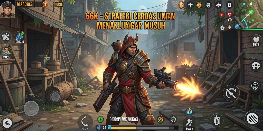 Tampilan intens dari gameplay Strategi 66K yang menantang.