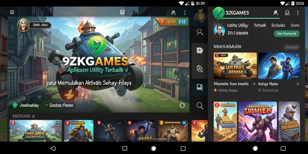 Tampilan antarmuka utama 9ZKGAMES yang ramah pengguna.