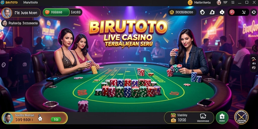 Screenshot BIRUTOTO menampilkan dealer profesional dan suasana permainan yang seru.
