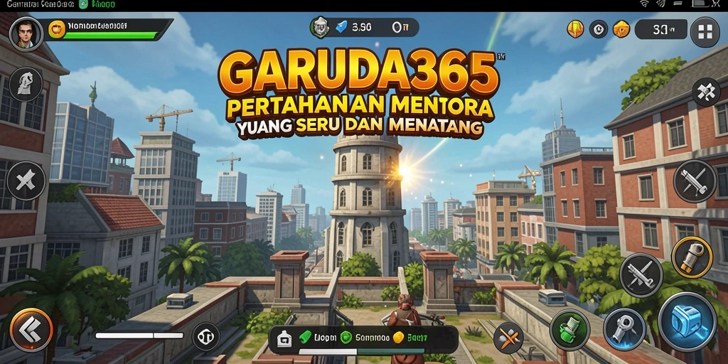 Screenshot utama GARUDA365 menampilkan serunya aksi Tower Defense.