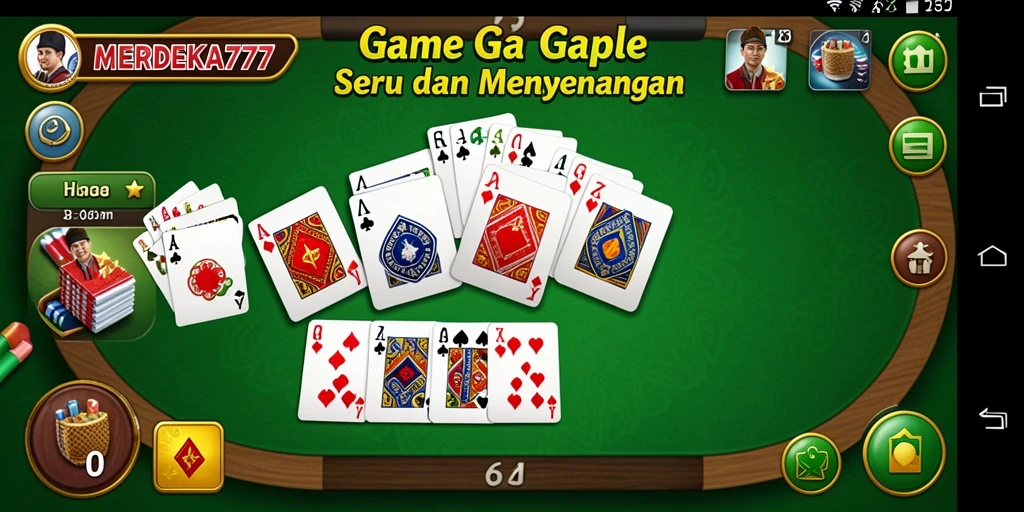 Tampilan gameplay seru di MERDEKA777, nikmati permainan Gaple terbaik.
